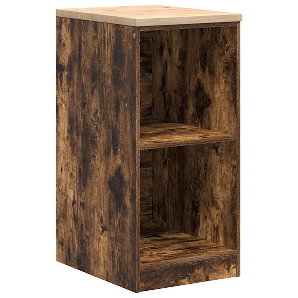 Garageopbevaringsskab røget eg 40x51x85 cm massivt træ fyrretræ