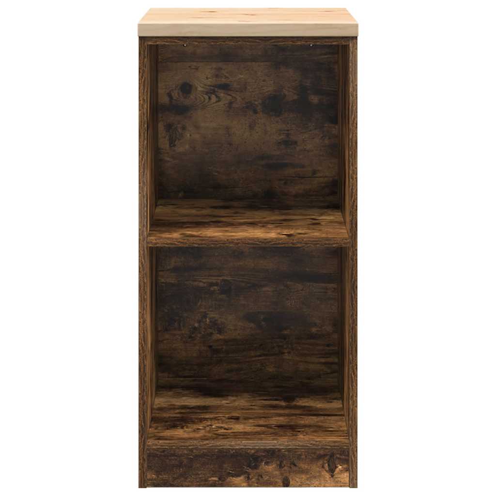 Garageopbevaringsskab røget eg 40x51x85 cm massivt træ fyrretræ