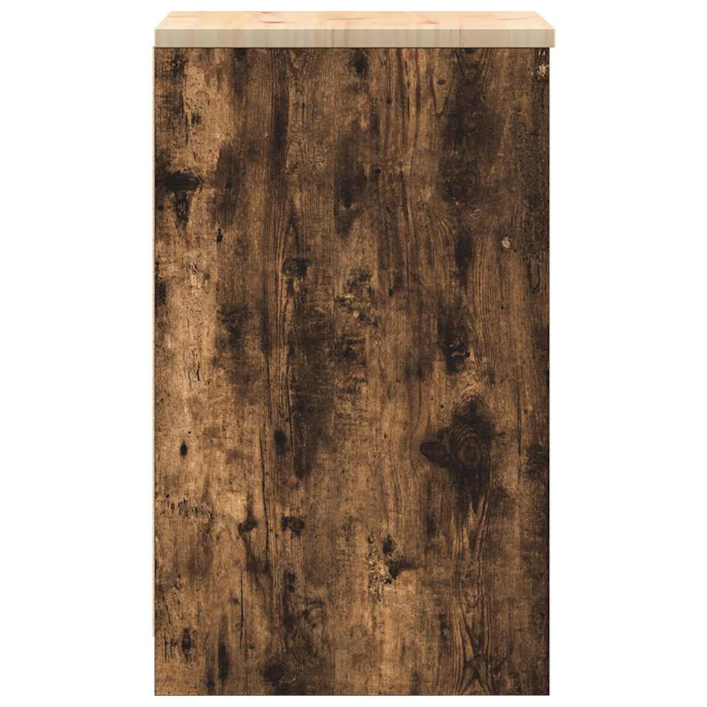 Garageopbevaringsskab røget eg 40x51x85 cm massivt træ fyrretræ