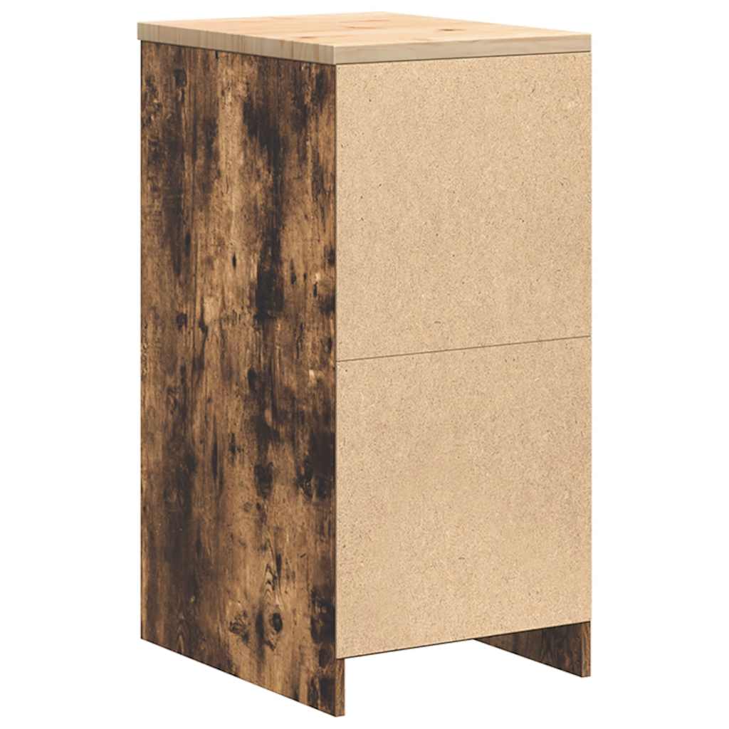 Garageopbevaringsskab røget eg 40x51x85 cm massivt træ fyrretræ