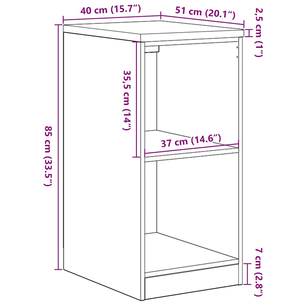 Garageopbevaringsskab røget eg 40x51x85 cm massivt træ fyrretræ