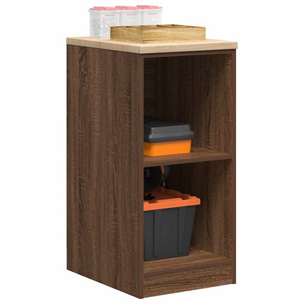 Garageopbevaringsskab brun eg 40x51x85 cm massivt træ fyrretræ