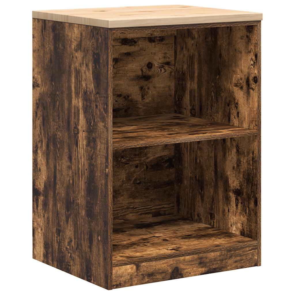 Garageopbevaringsskab røget eg 60x51x85 cm massivt træ fyrretræ