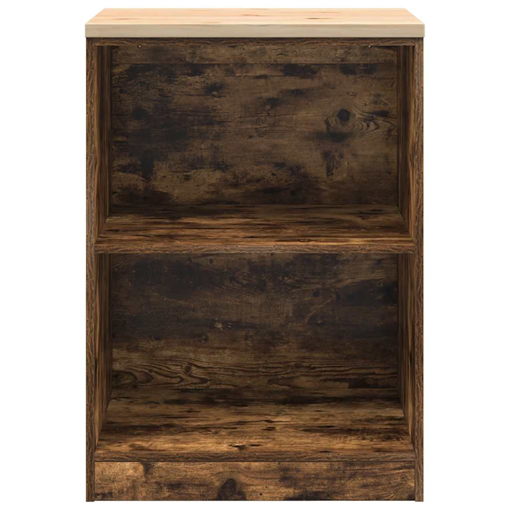 Garageopbevaringsskab røget eg 60x51x85 cm massivt træ fyrretræ