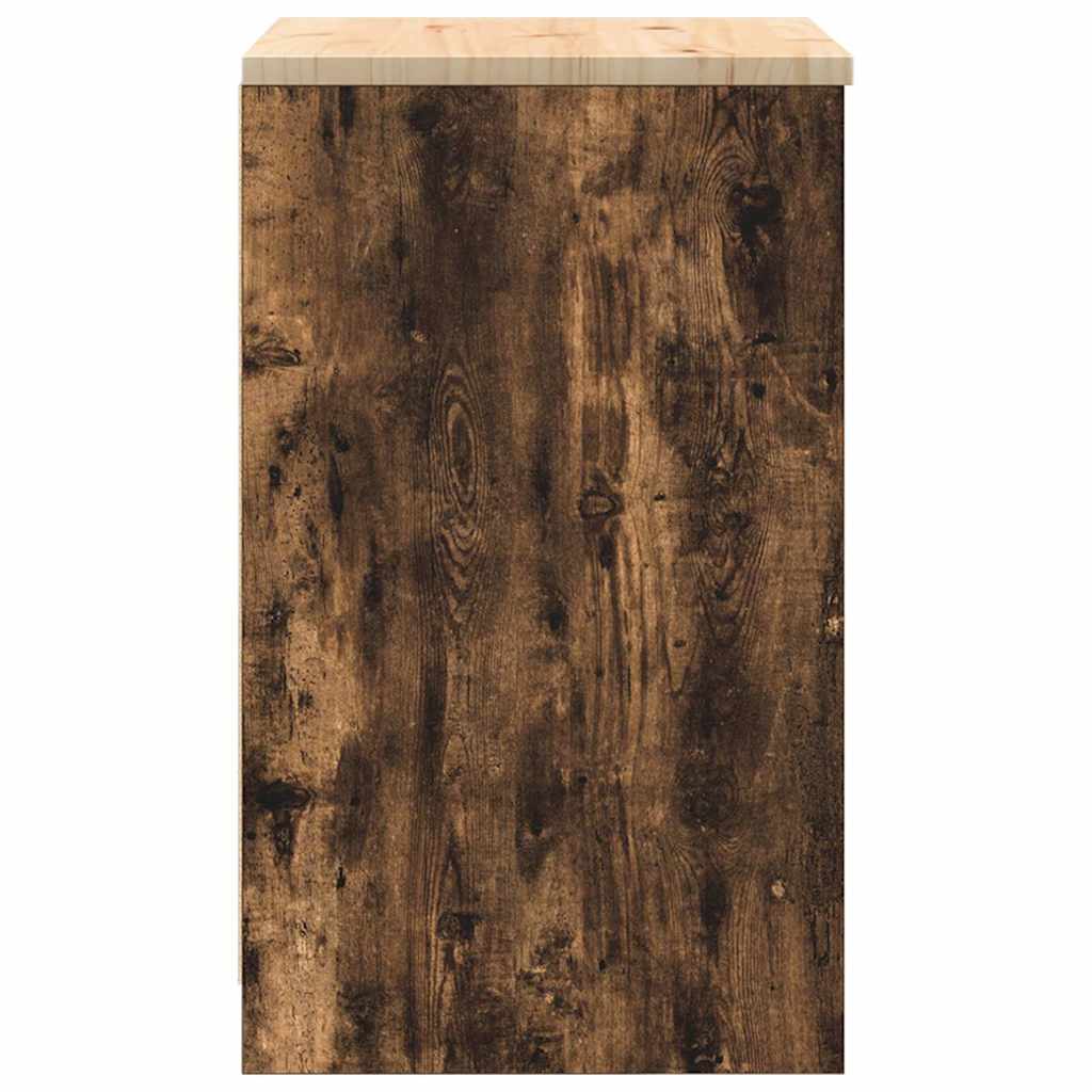 Garageopbevaringsskab røget eg 60x51x85 cm massivt træ fyrretræ