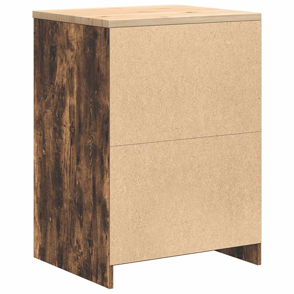 Garageopbevaringsskab røget eg 60x51x85 cm massivt træ fyrretræ