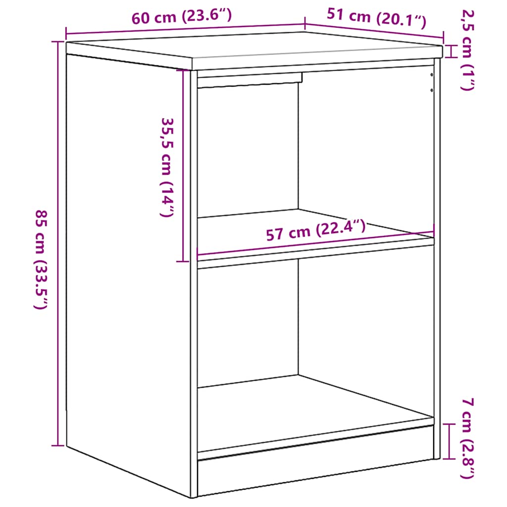 Garageopbevaringsskab røget eg 60x51x85 cm massivt træ fyrretræ
