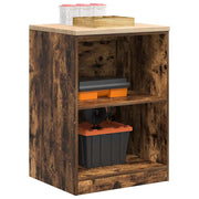 Garageopbevaringsskab røget eg 60x51x85 cm massivt træ fyrretræ