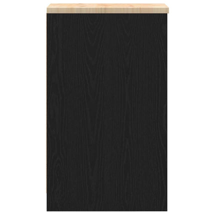 Garageopbevaringsskab Sort 30x51x85 cm Massivt træ Fyrretræ