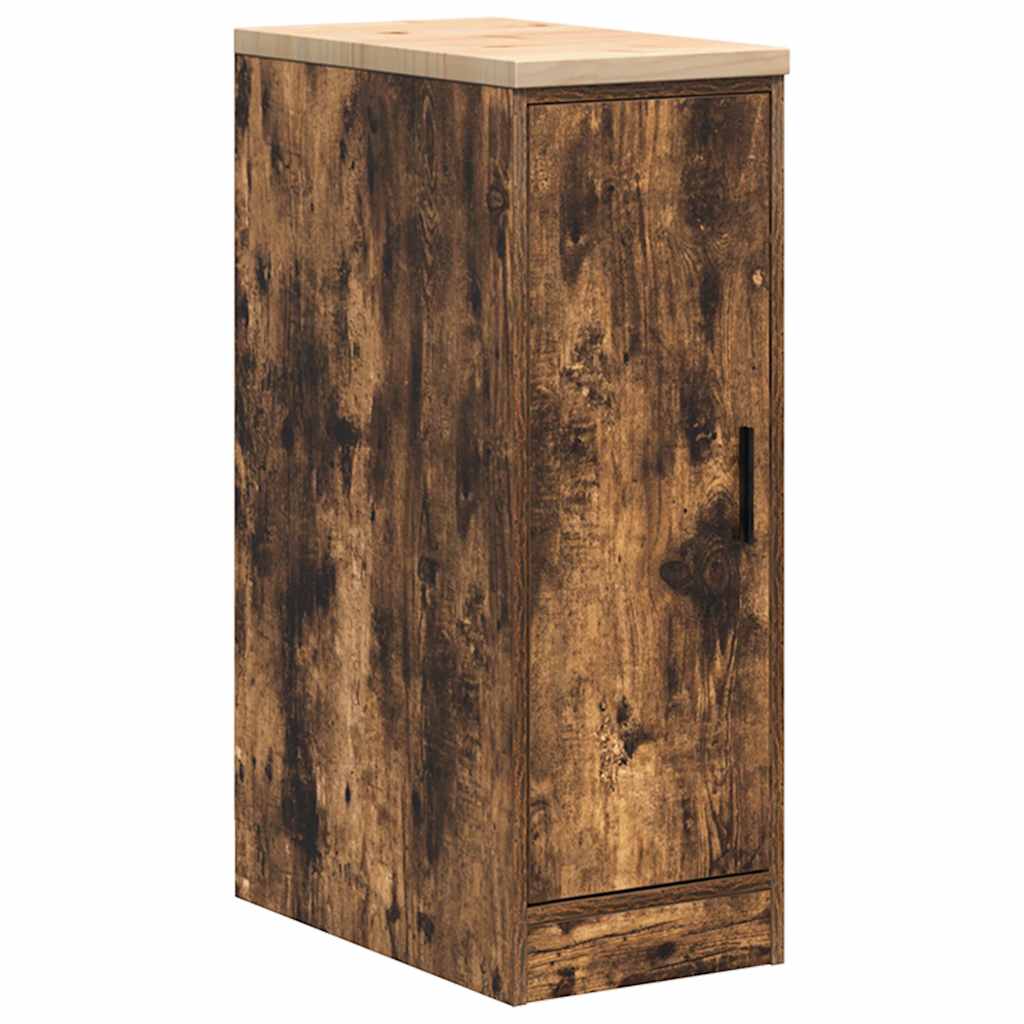 Garageopbevaringsskab røget eg 30x51x85 cm massivt træ fyrretræ