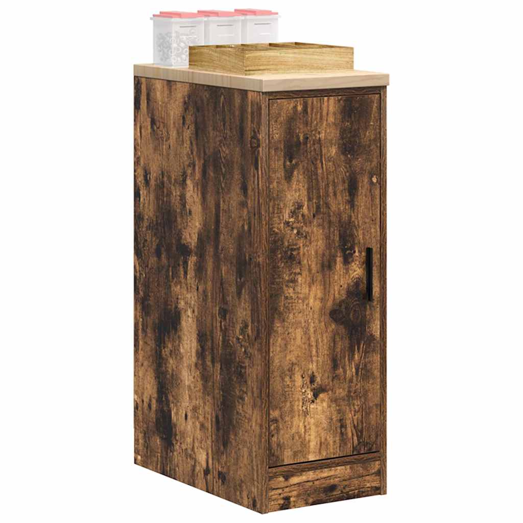 Garageopbevaringsskab røget eg 30x51x85 cm massivt træ fyrretræ