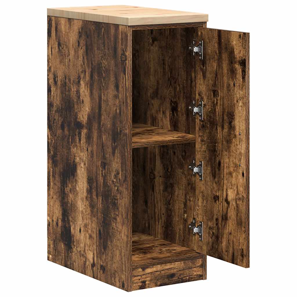 Garageopbevaringsskab røget eg 30x51x85 cm massivt træ fyrretræ