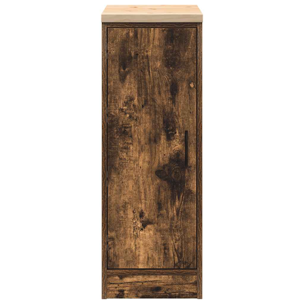 Garageopbevaringsskab røget eg 30x51x85 cm massivt træ fyrretræ