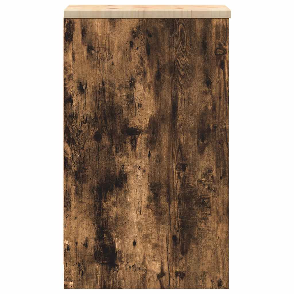 Garageopbevaringsskab røget eg 30x51x85 cm massivt træ fyrretræ