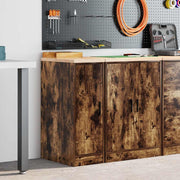 Garageopbevaringsskab røget eg 30x51x85 cm massivt træ fyrretræ