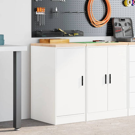 Garageopbevaringsskab Hvid 40x51x85 cm Massivt træ Fyrretræ