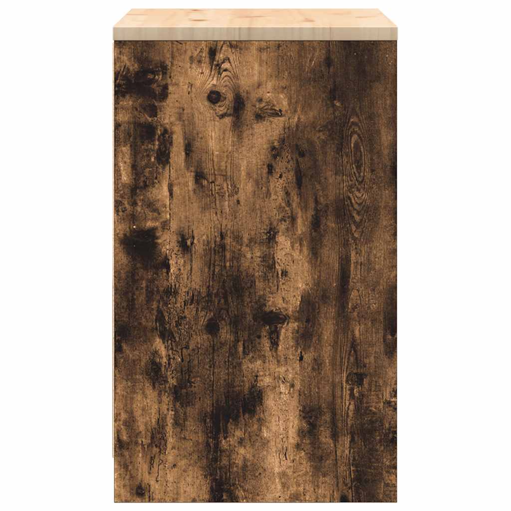 Garageopbevaringsskab røget eg 60x51x85 cm massivt træ fyrretræ