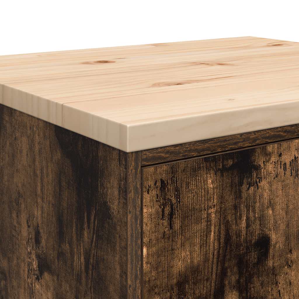 Garageopbevaringsskab røget eg 60x51x85 cm massivt træ fyrretræ