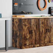 Garageopbevaringsskab røget eg 60x51x85 cm massivt træ fyrretræ