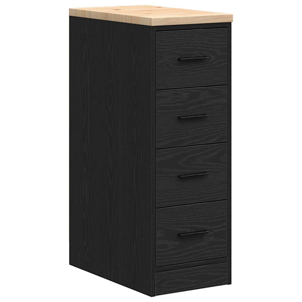 Garageopbevaringsskab Sort 30x51x85 cm Massivt træ Fyrretræ