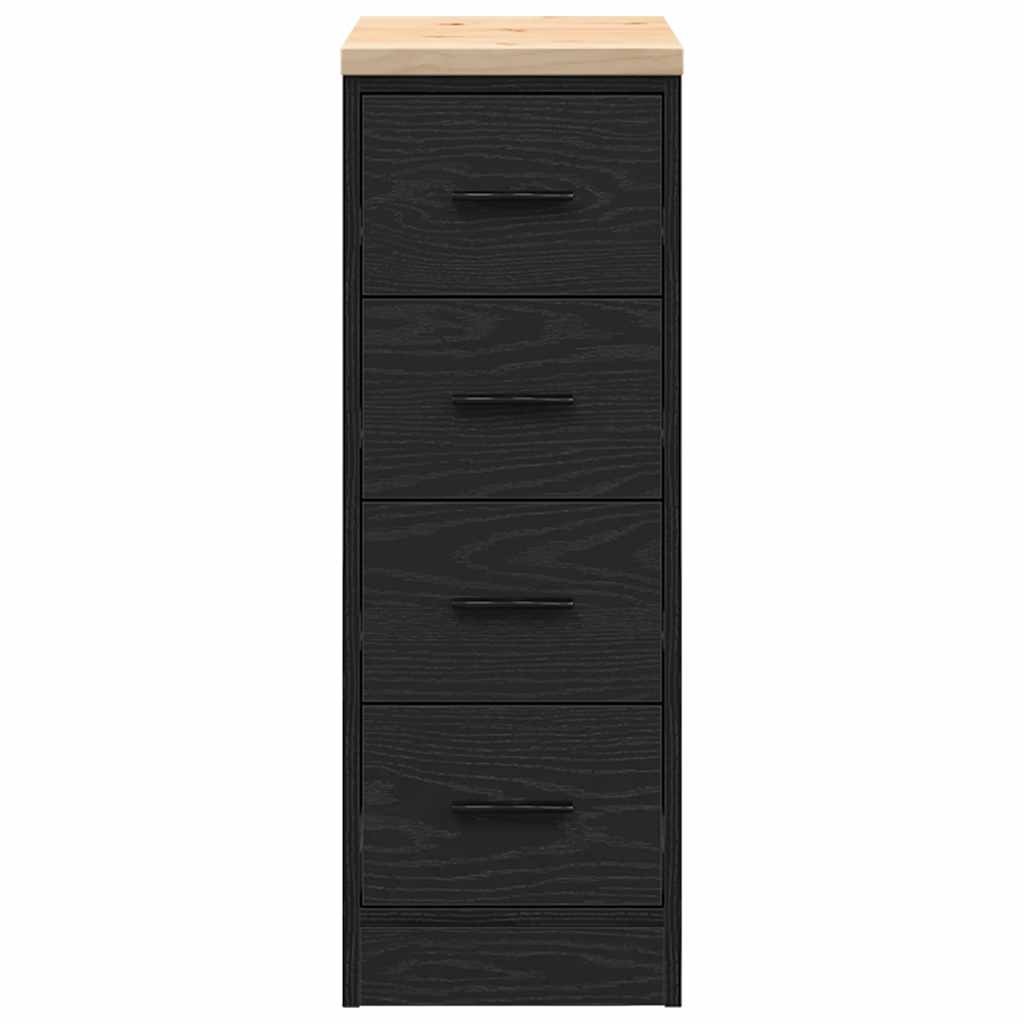 Garageopbevaringsskab Sort 30x51x85 cm Massivt træ Fyrretræ