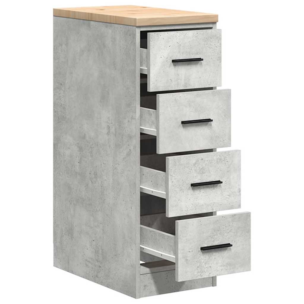 Garageopbevaringsskab Beton Grå 30x51x85cm Massivt træ Fyrretræ