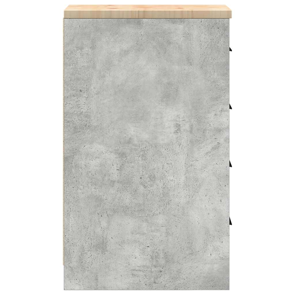 Garageopbevaringsskab Beton Grå 30x51x85cm Massivt træ Fyrretræ