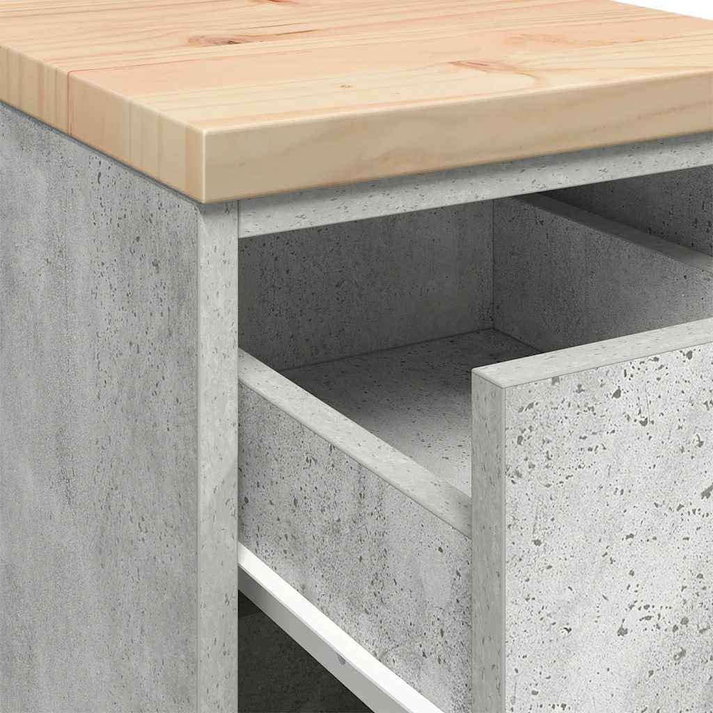Garageopbevaringsskab Beton Grå 30x51x85cm Massivt træ Fyrretræ