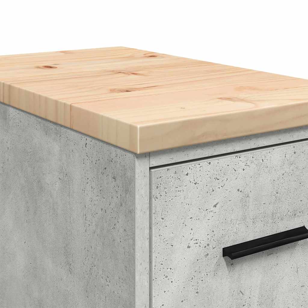 Garageopbevaringsskab Beton Grå 30x51x85cm Massivt træ Fyrretræ