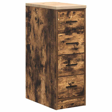Garageopbevaringsskab røget eg 30x51x85 cm massivt træ fyrretræ