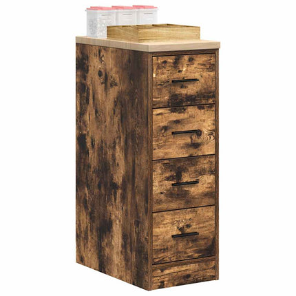Garageopbevaringsskab røget eg 30x51x85 cm massivt træ fyrretræ