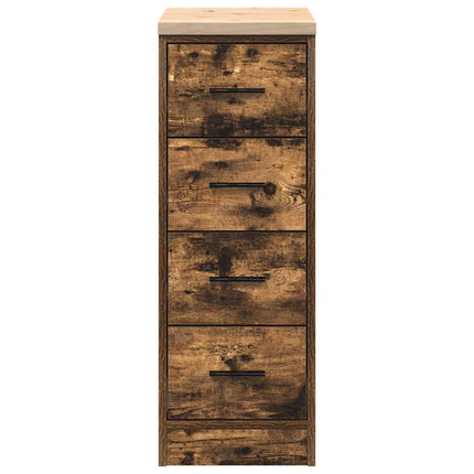 Garageopbevaringsskab røget eg 30x51x85 cm massivt træ fyrretræ