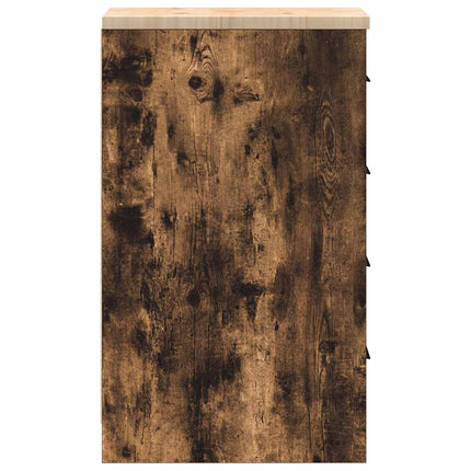Garageopbevaringsskab røget eg 30x51x85 cm massivt træ fyrretræ