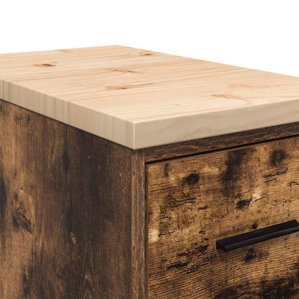 Garageopbevaringsskab røget eg 30x51x85 cm massivt træ fyrretræ