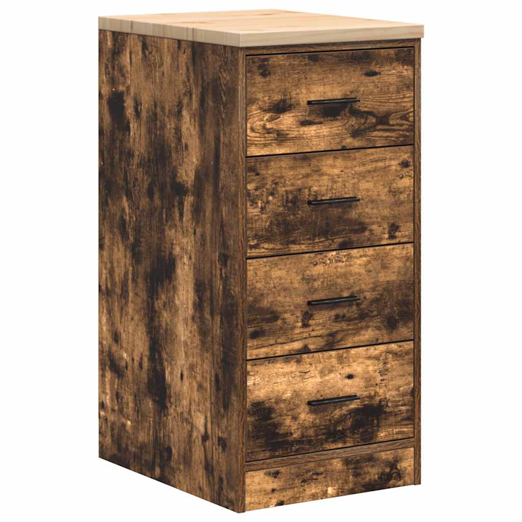 Garageopbevaringsskab røget eg 40x51x85 cm massivt træ fyrretræ