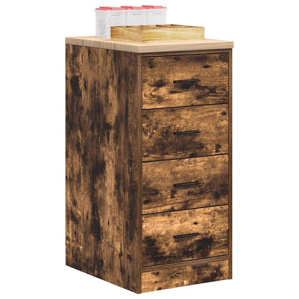 Garageopbevaringsskab røget eg 40x51x85 cm massivt træ fyrretræ