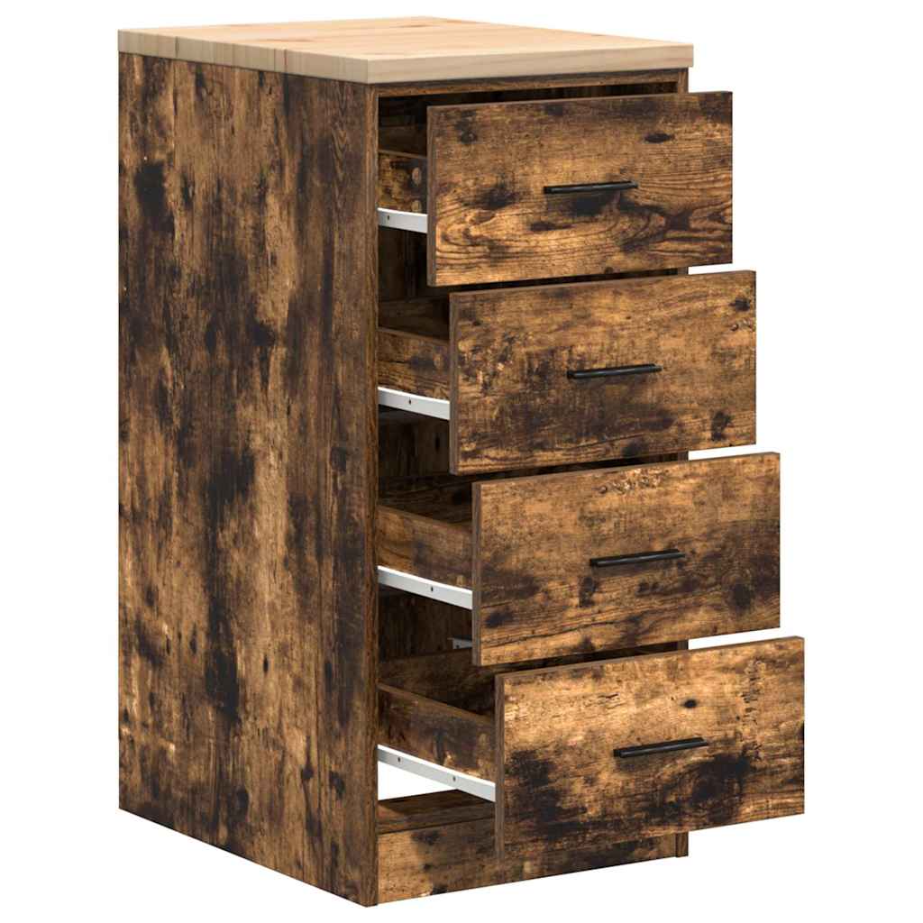 Garageopbevaringsskab røget eg 40x51x85 cm massivt træ fyrretræ