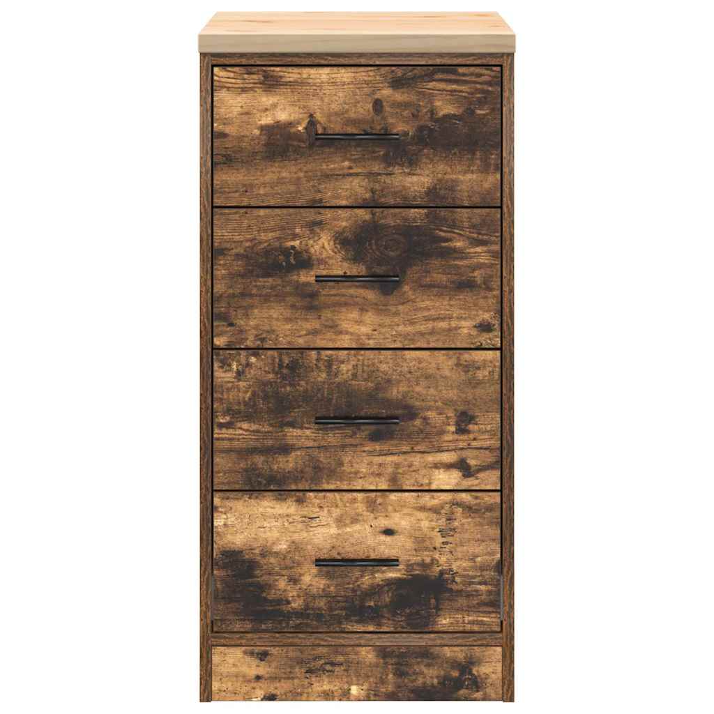 Garageopbevaringsskab røget eg 40x51x85 cm massivt træ fyrretræ