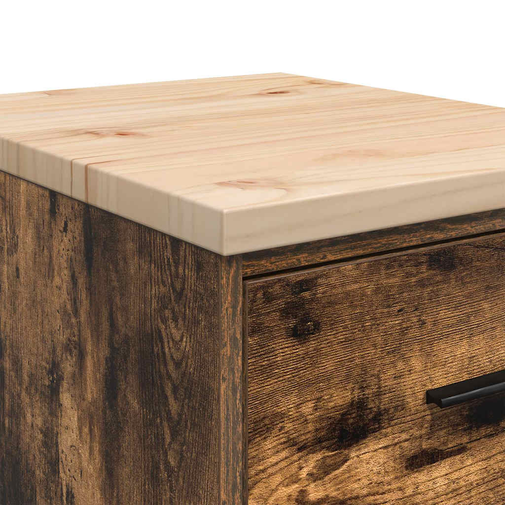 Garageopbevaringsskab røget eg 40x51x85 cm massivt træ fyrretræ