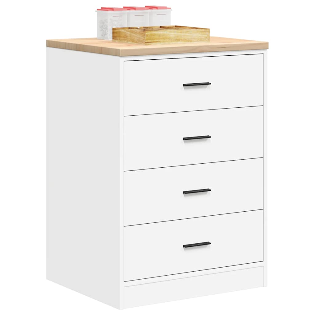 Garageopbevaringsskab Hvid 60x51x85 cm Massivt træ Fyrretræ