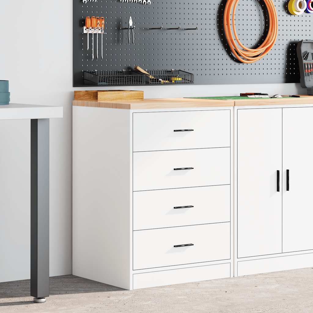 Garageopbevaringsskab Hvid 60x51x85 cm Massivt træ Fyrretræ