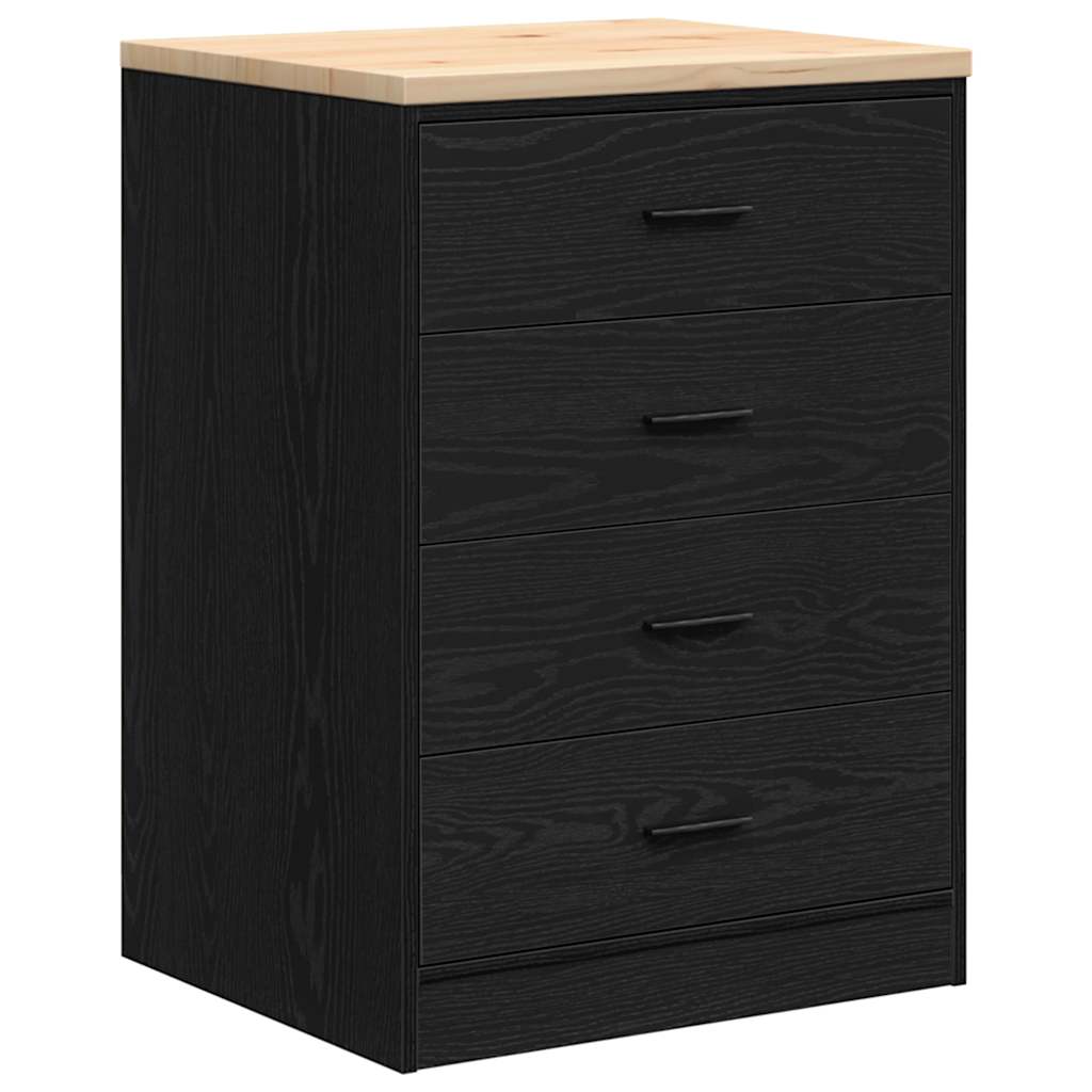 Garageopbevaringsskab Sort 60x51x85 cm Massivt træ Fyrretræ