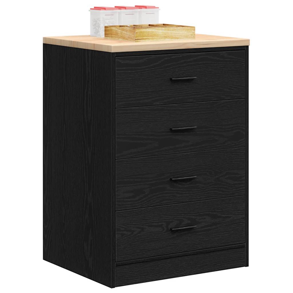 Garageopbevaringsskab Sort 60x51x85 cm Massivt træ Fyrretræ
