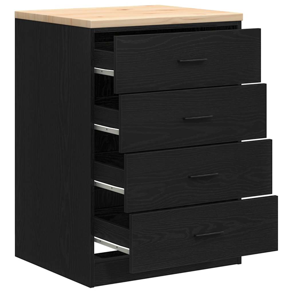 Garageopbevaringsskab Sort 60x51x85 cm Massivt træ Fyrretræ