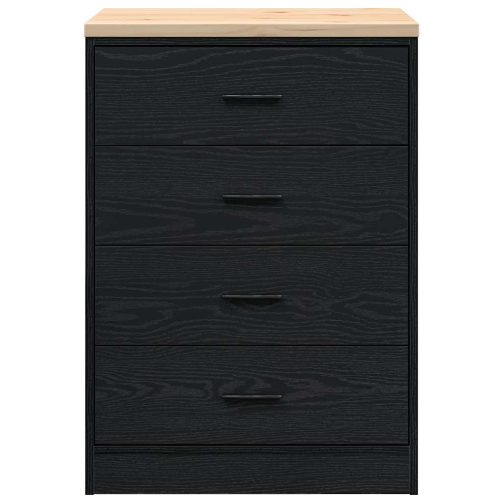 Garageopbevaringsskab Sort 60x51x85 cm Massivt træ Fyrretræ