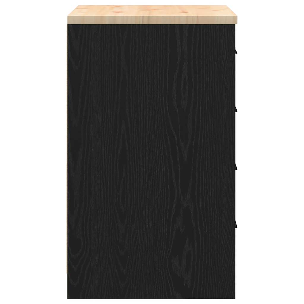 Garageopbevaringsskab Sort 60x51x85 cm Massivt træ Fyrretræ
