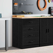 Garageopbevaringsskab Sort 60x51x85 cm Massivt træ Fyrretræ