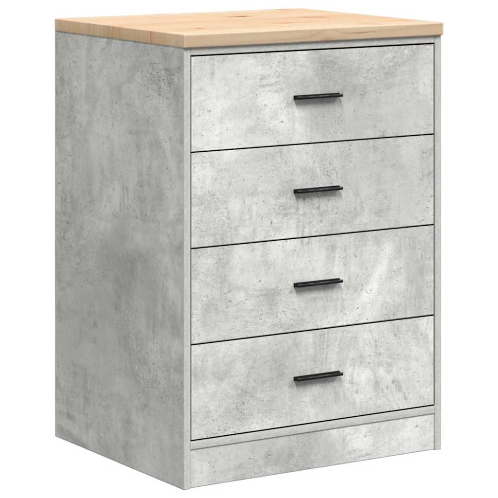 Garageopbevaringsskab Beton Grå 60x51x85cm Massivt træ Fyrretræ