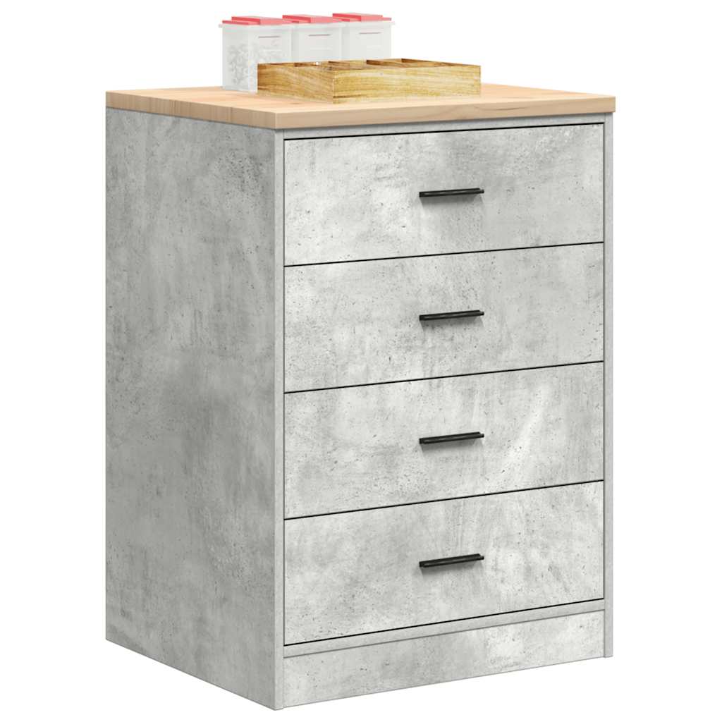 Garageopbevaringsskab Beton Grå 60x51x85cm Massivt træ Fyrretræ