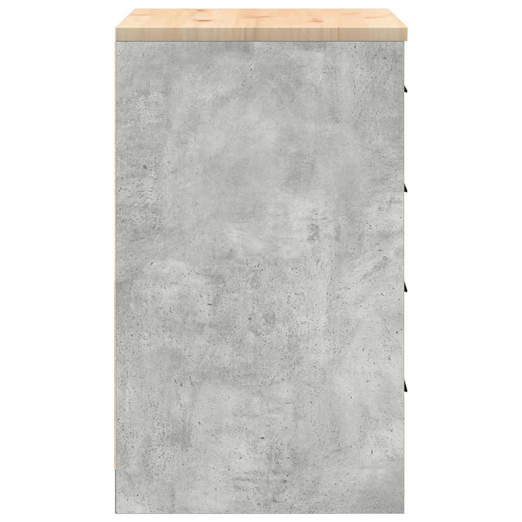 Garageopbevaringsskab Beton Grå 60x51x85cm Massivt træ Fyrretræ